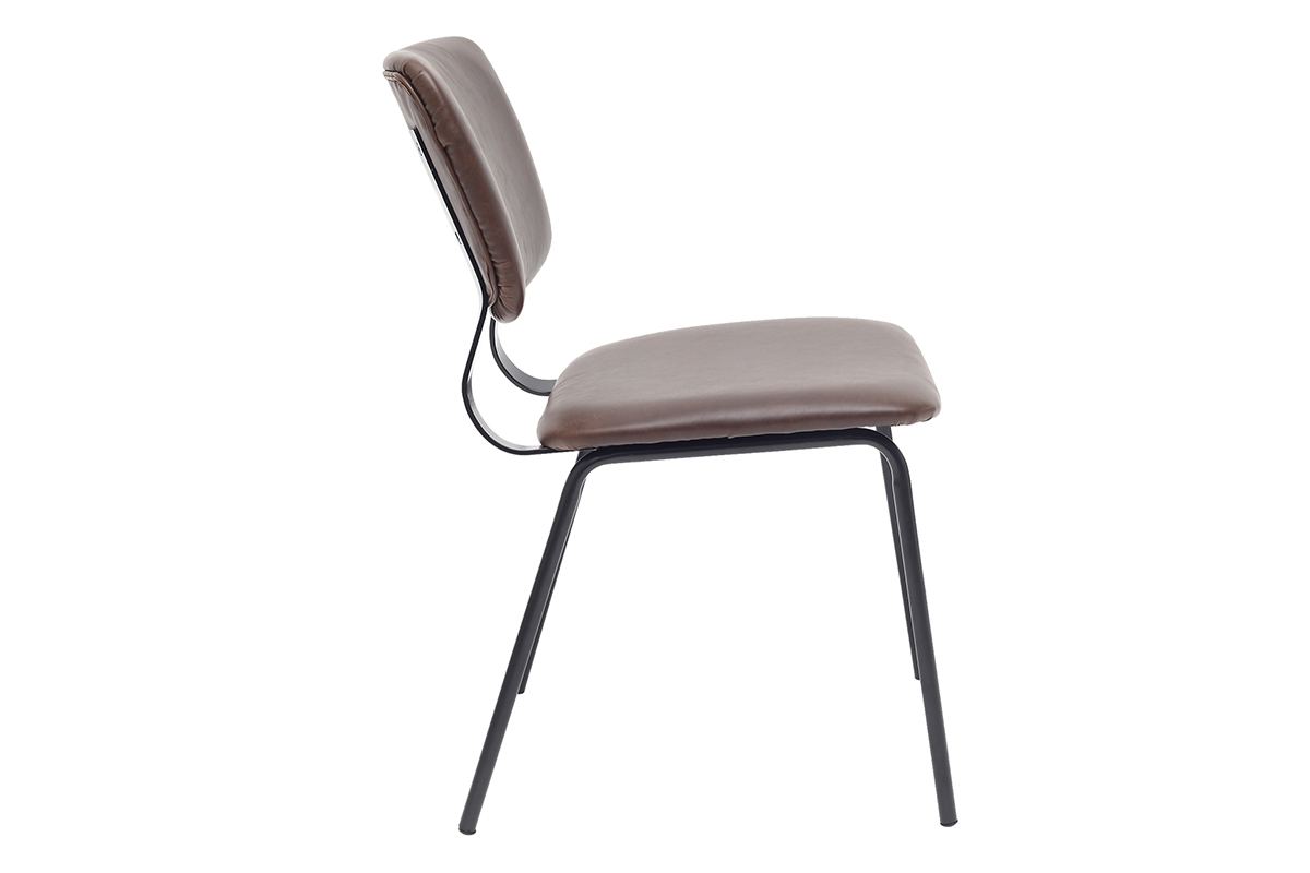 sillas vintage marrn oscuro con patas en metal (lote de 2) LAB