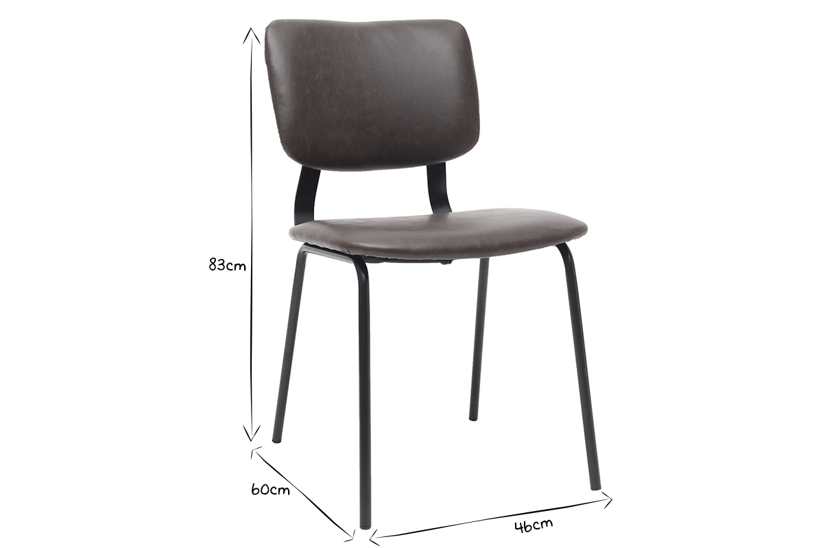 sillas vintage marrn oscuro con patas en metal (lote de 2) LAB