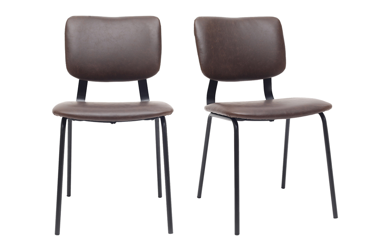 sillas vintage marrn oscuro con patas en metal (lote de 2) LAB