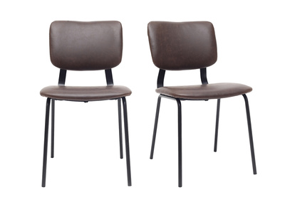 sillas vintage marr&oacute;n oscuro con patas en metal (lote de 2) LAB