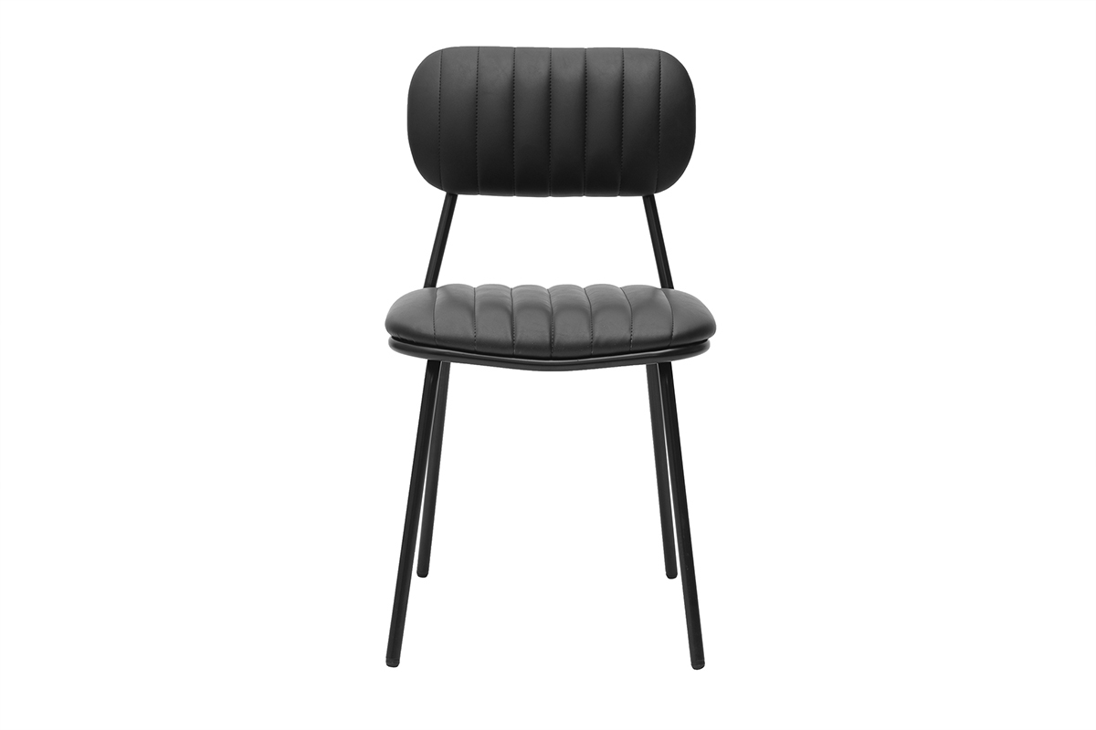 Silla vintage negra GALWAY, vista frontal, con un dise�o sobrio y un revestimiento de poliuretano.
