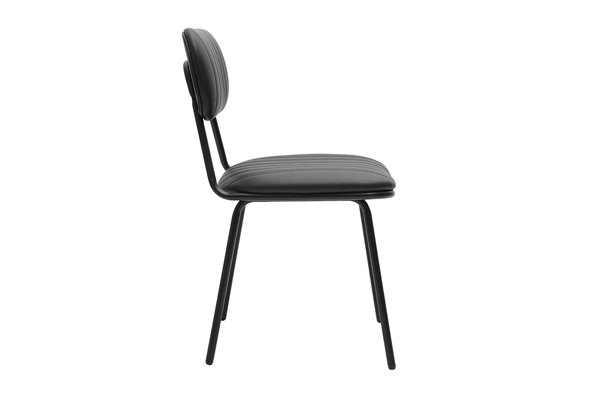 Silla vintage negra GALWAY vista de perfil con respaldo redondo y asiento depurado