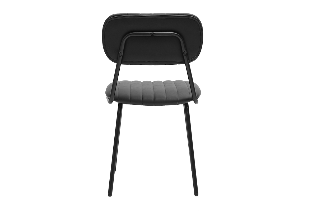 Silla vintage negra GALWAY vista de atr�s, con respaldo redondeado y patas de metal negro.