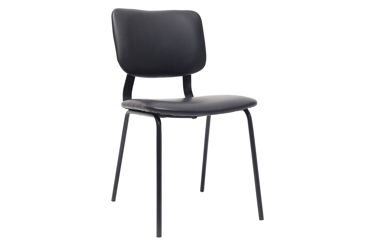 sillas vintage negras con patas en metal (lote de 2) LAB