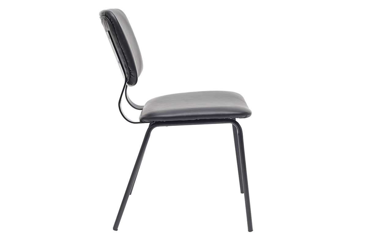 sillas vintage negras con patas en metal (lote de 2) LAB