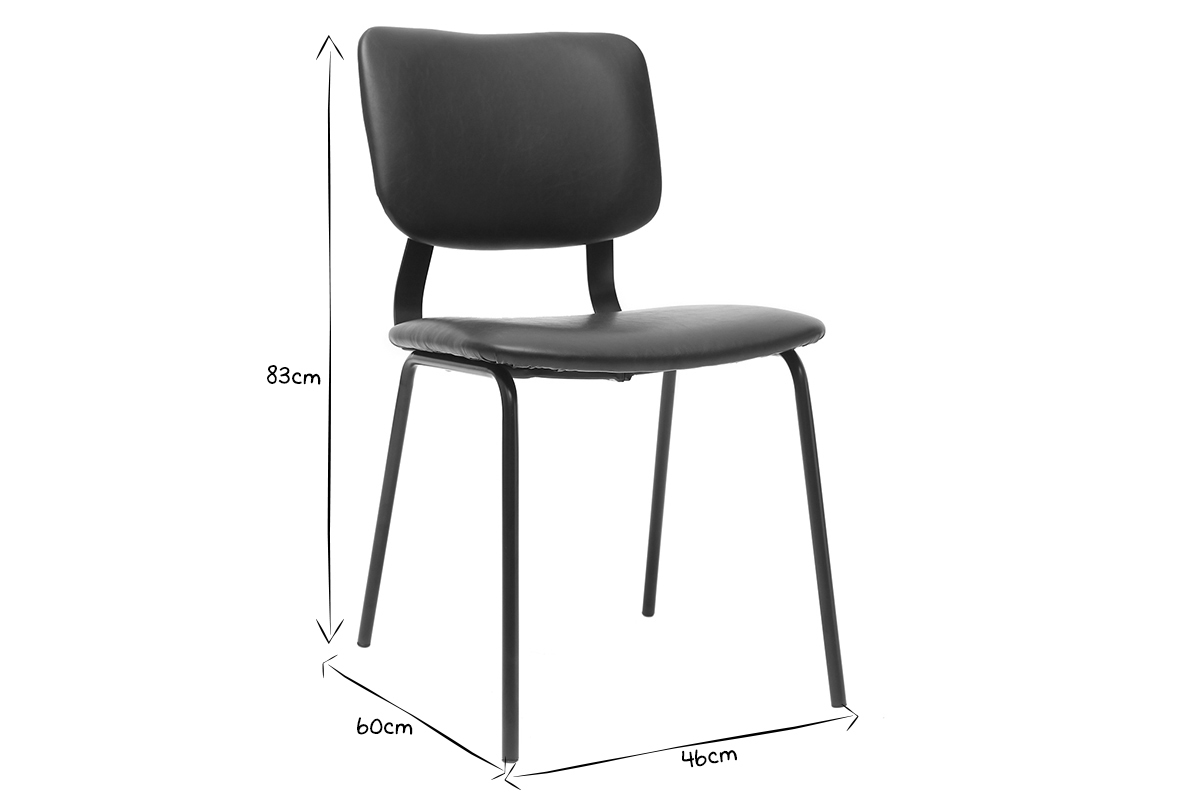 sillas vintage negras con patas en metal (lote de 2) LAB
