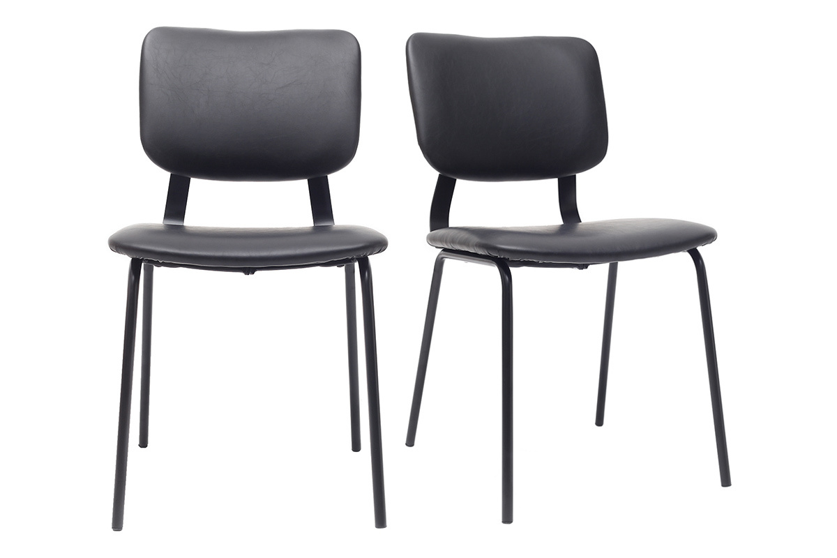 sillas vintage negras con patas en metal (lote de 2) LAB