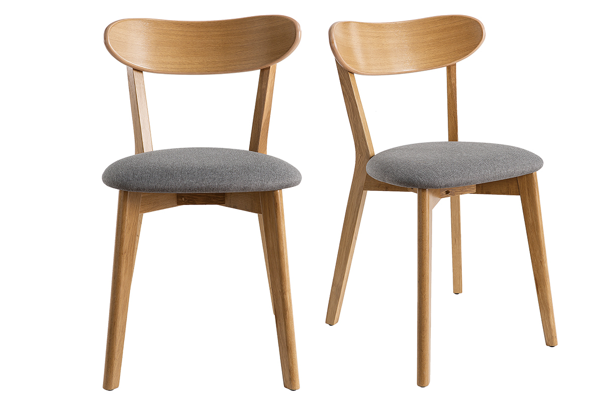 Sillas vintage roble y asiento gris (lote de 2) DOVE