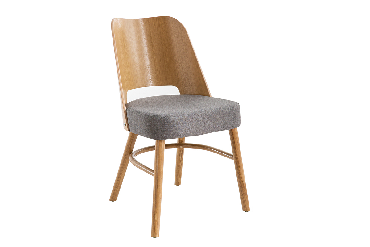 Sillas vintage roble y asiento gris jaspeado (lote de 2) EDITO