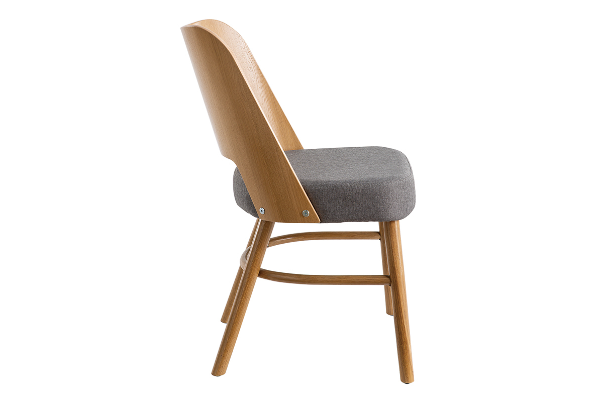 Sillas vintage roble y asiento gris jaspeado (lote de 2) EDITO