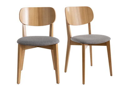 Sillas vintage roble y asiento gris jaspeado (lote de 2) LUCIA