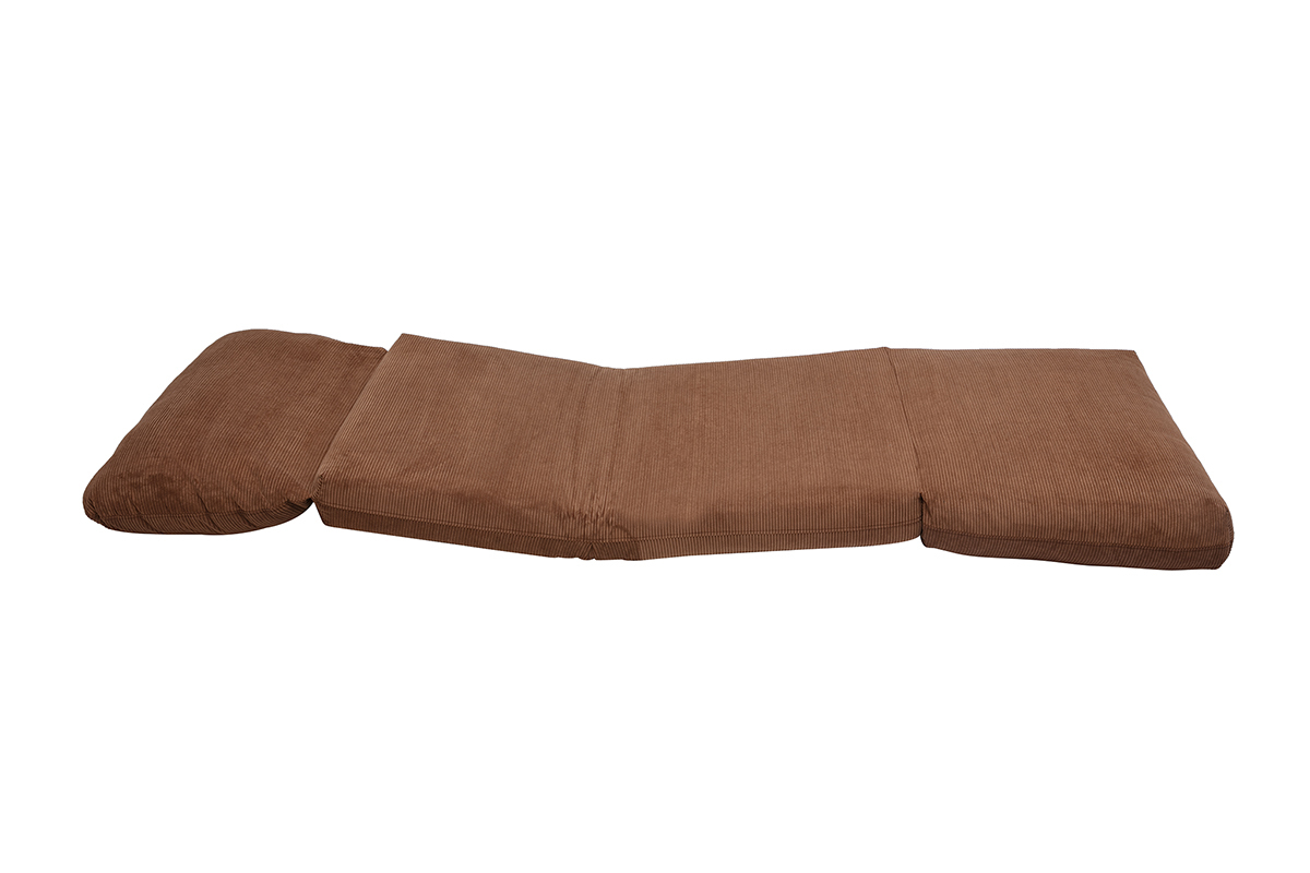 Sillon 1 plaza convertible en terciopelo acanalado color tierra quemada SPENCER