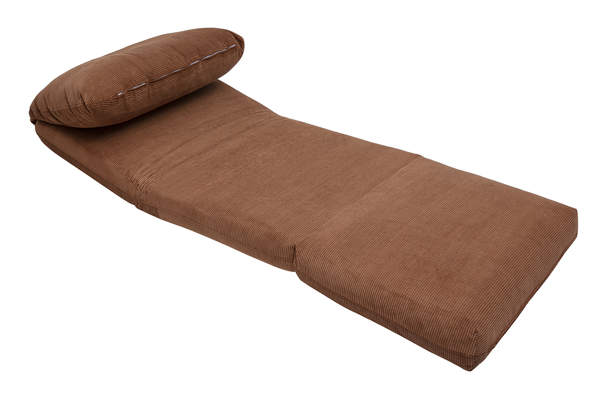 Sillon 1 plaza convertible en terciopelo acanalado color tierra quemada SPENCER