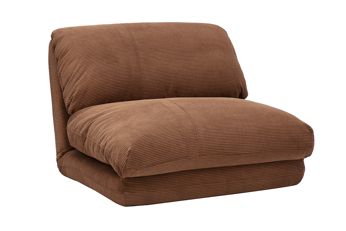 Sillon 1 plaza convertible en terciopelo acanalado color tierra quemada SPENCER