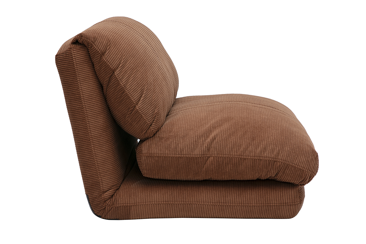Sillon 1 plaza convertible en terciopelo acanalado color tierra quemada SPENCER