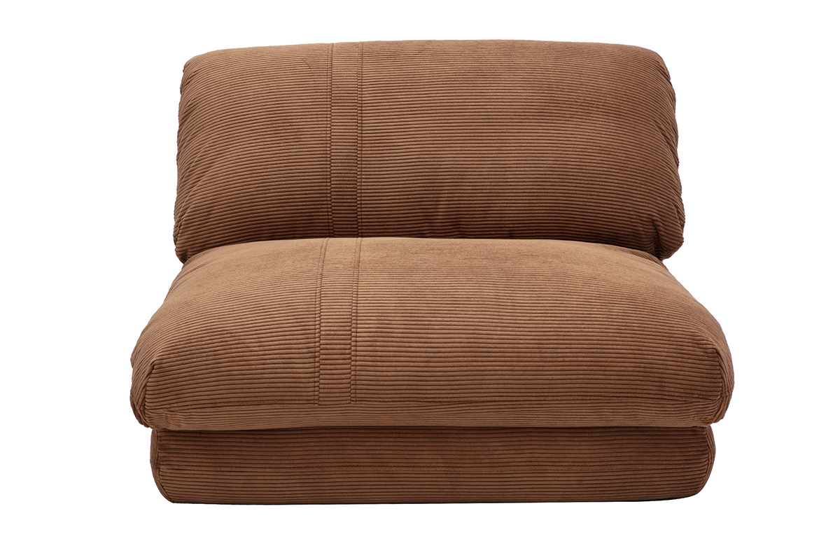 Sillon 1 plaza convertible en terciopelo acanalado color tierra quemada SPENCER
