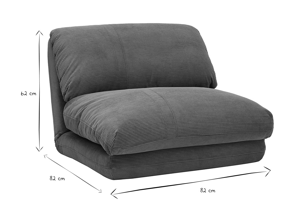 Sillon 1 plaza convertible en terciopelo acanalado color tierra quemada SPENCER