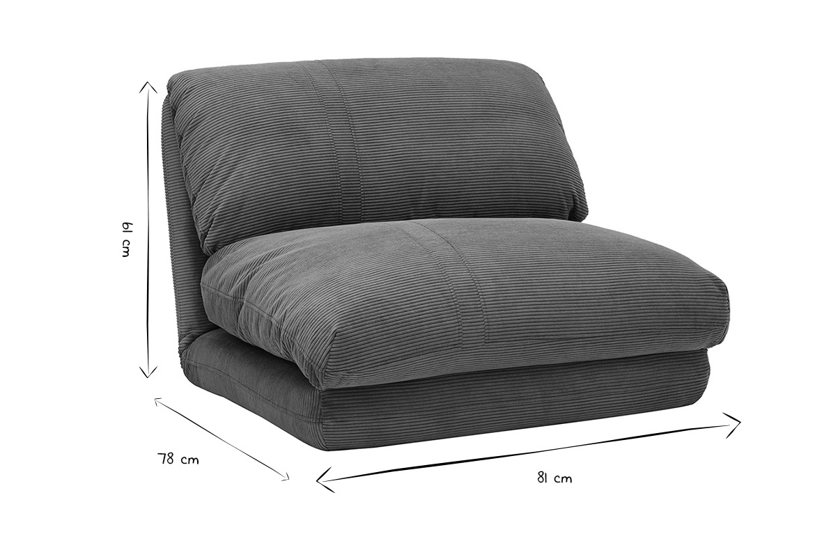 Sillon 1 plaza convertible en terciopelo acanalado color tierra quemada SPENCER