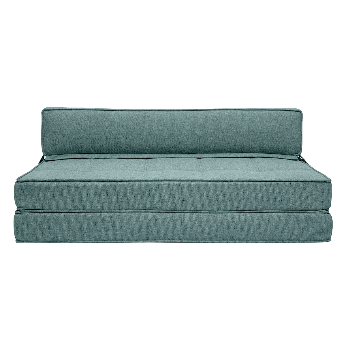 Sillón cama 2 plazas de tela verde grisáceo KATY