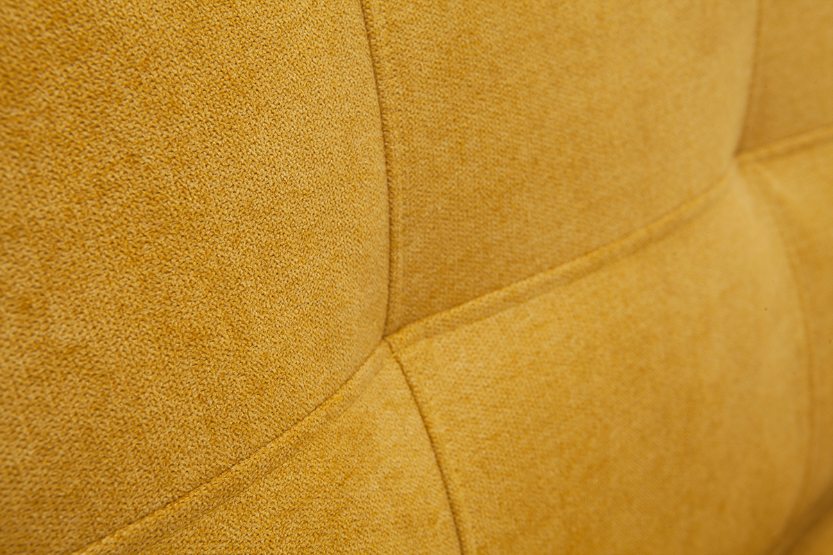Silln cama de 1 plaza de tejido efecto aterciopelado amarillo mostaza SALLY