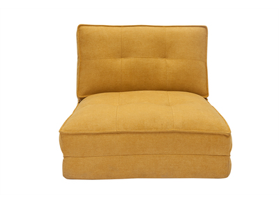 Sillón cama de 1 plaza de tejido efecto aterciopelado amarillo mostaza SALLY