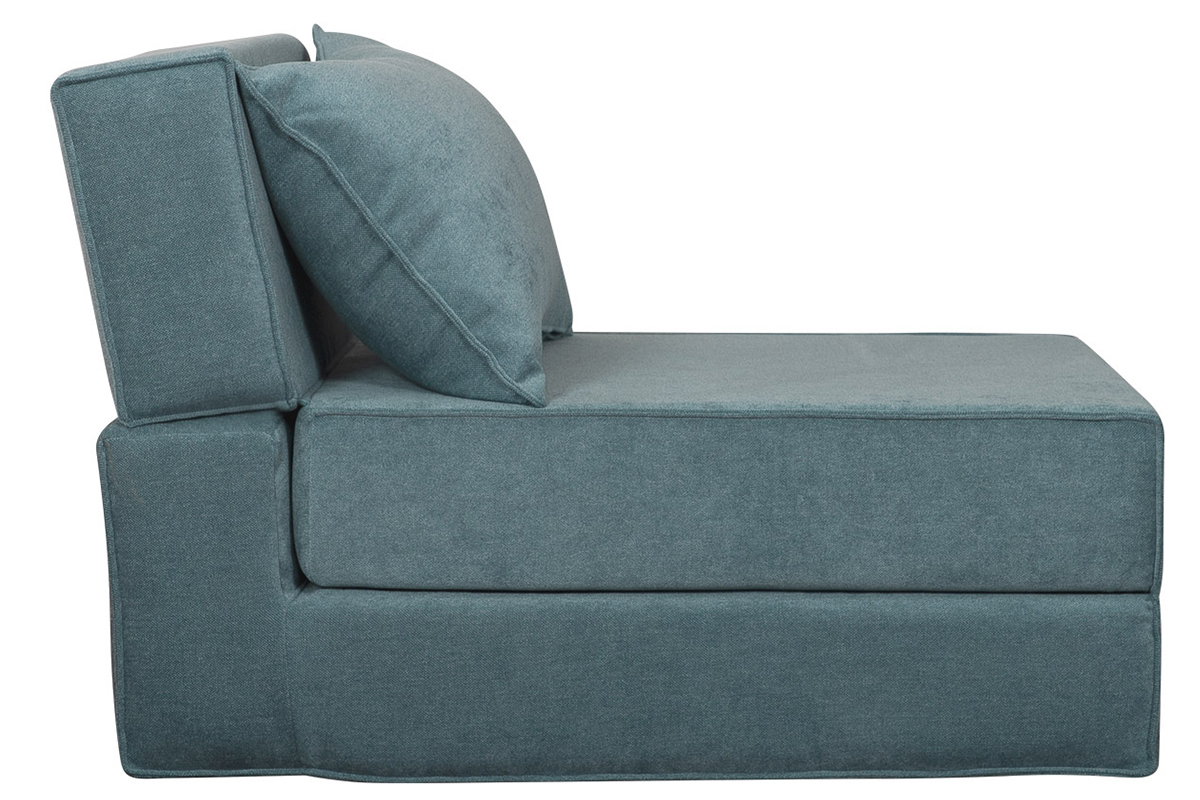Silln cama de 1 plaza de tejido efecto aterciopelado azul VICTOR