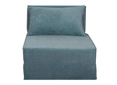 Sillón cama de 1 plaza de tejido efecto aterciopelado azul VICTOR