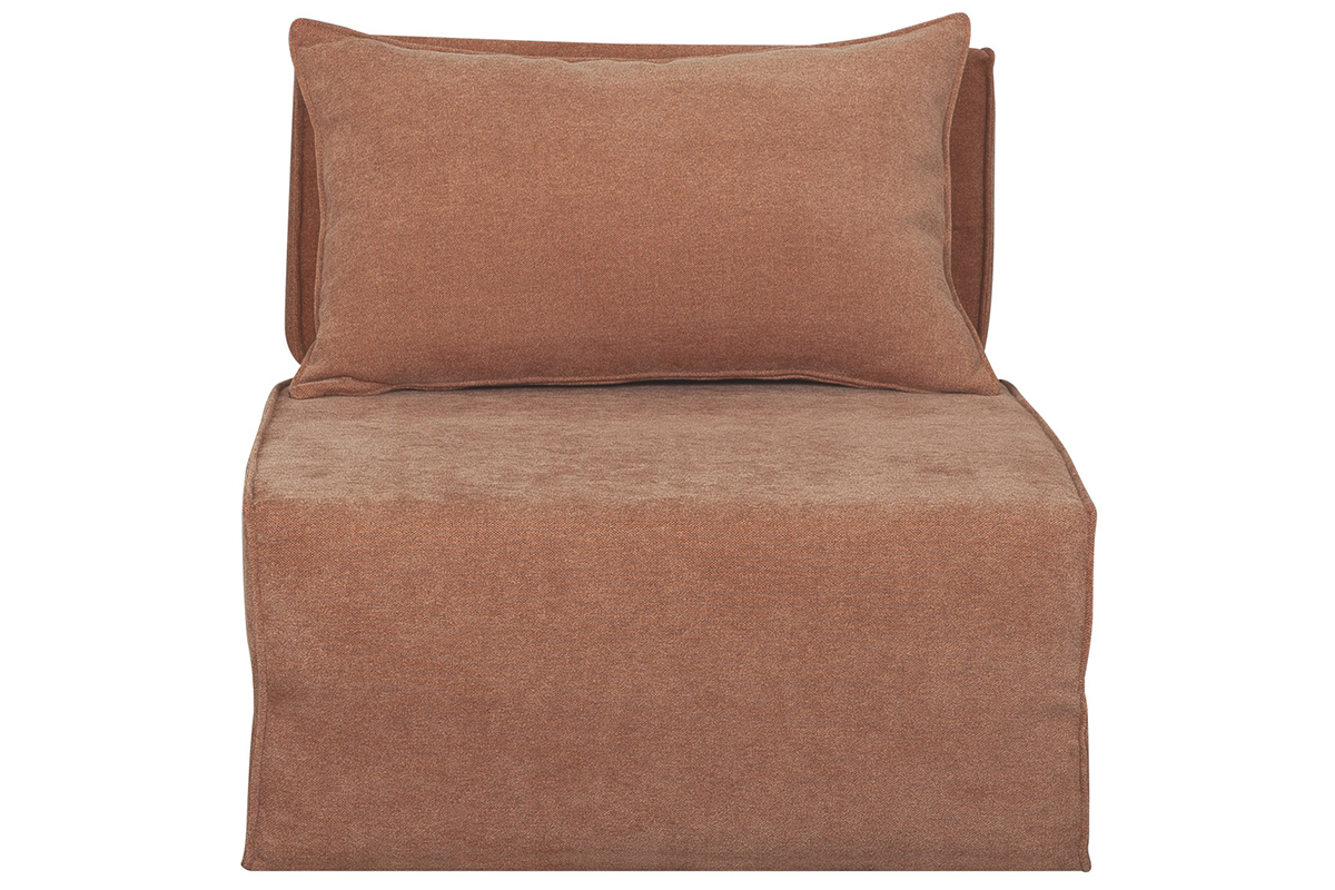 Silln cama de 1 plaza de tejido efecto aterciopelado color terracota VICTOR