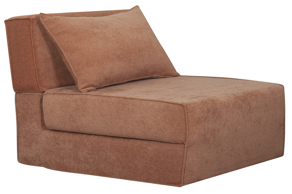 Silln cama de 1 plaza de tejido efecto aterciopelado color terracota VICTOR