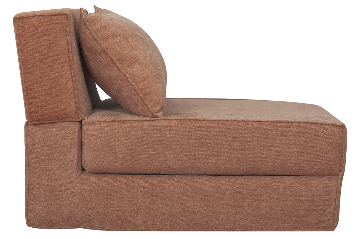 Silln cama de 1 plaza de tejido efecto aterciopelado color terracota VICTOR