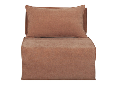 Sillón cama de 1 plaza de tejido efecto aterciopelado color terracota VICTOR