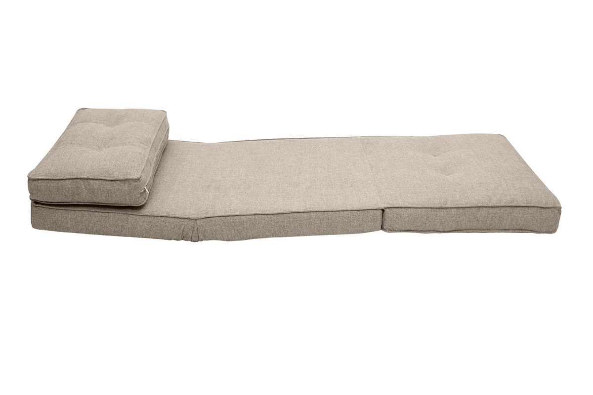 Silln cama de 1 plaza de tela color topo SALLY