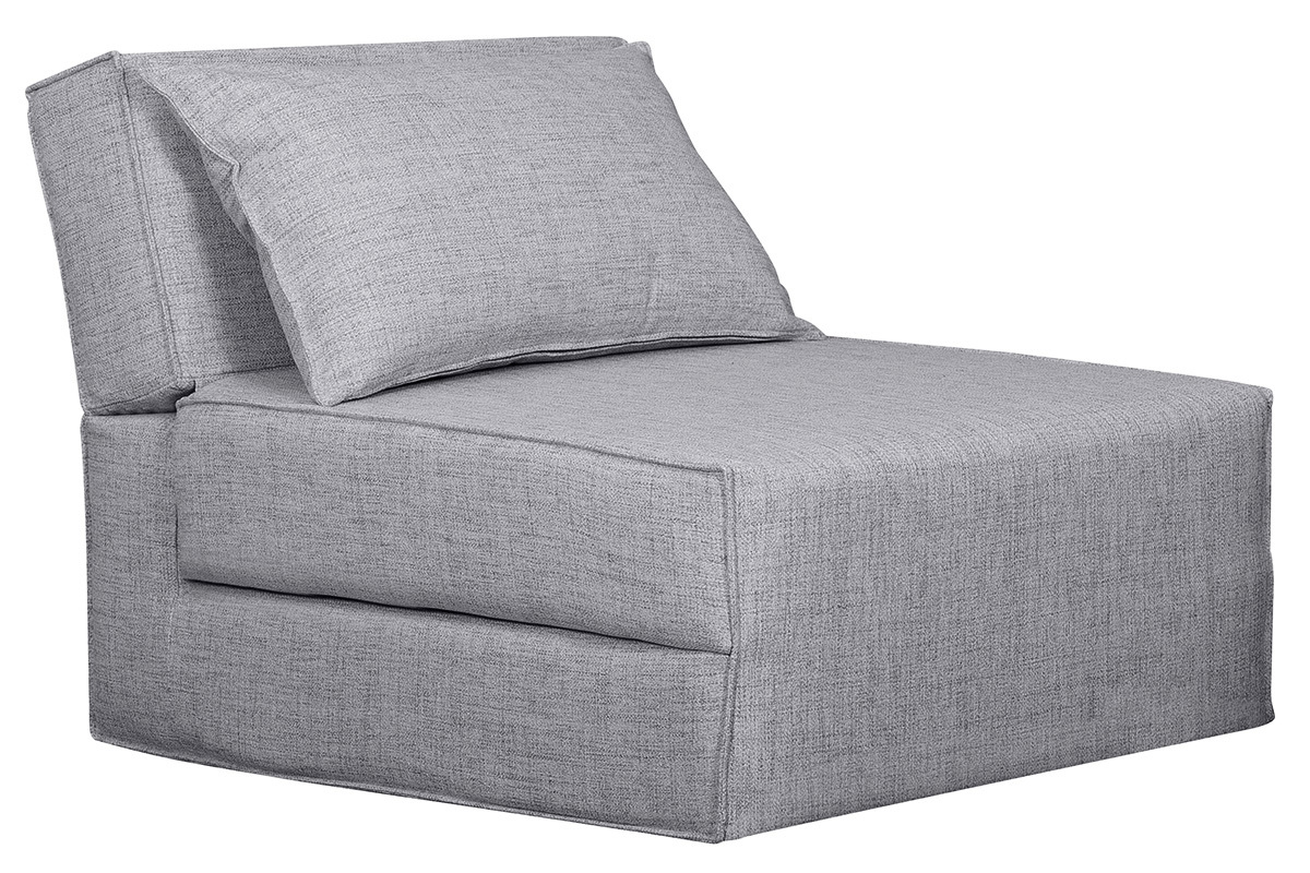 Silln cama de 1 plaza de tela gris claro VICTOR