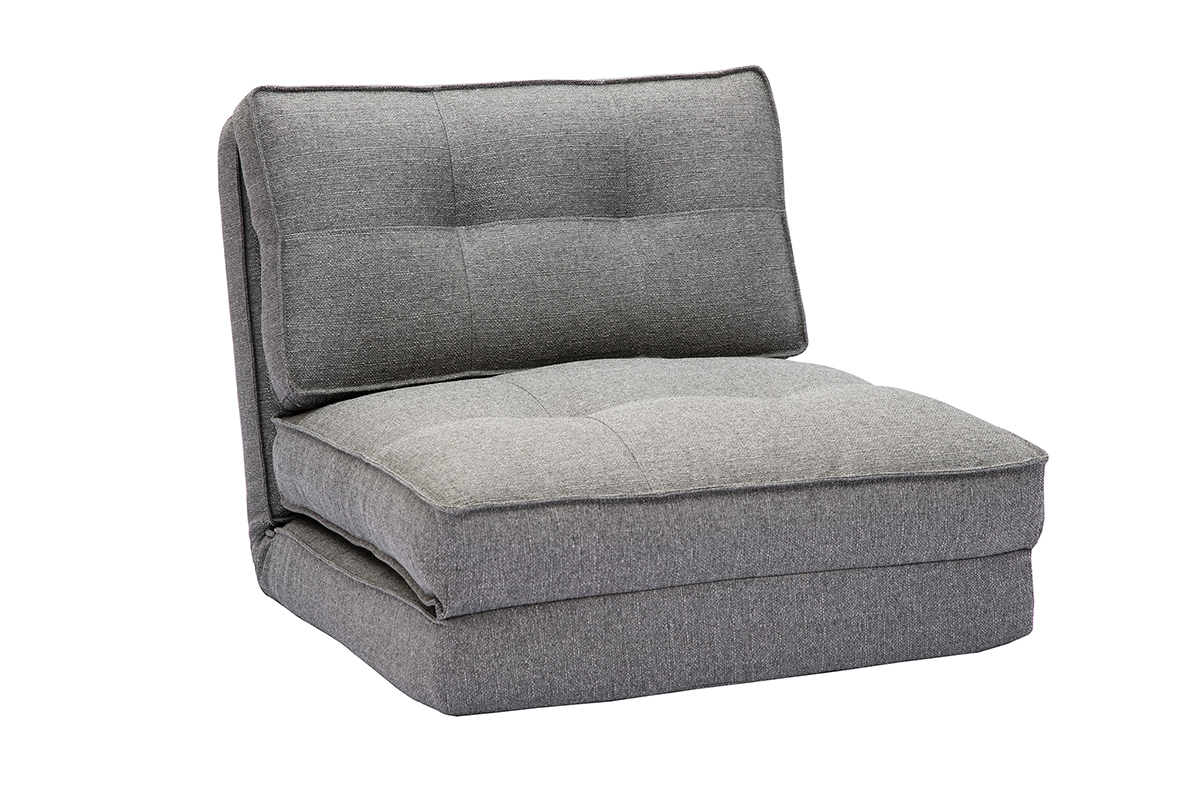 Silln cama de 1 plaza de tela gris jaspeado SALLY