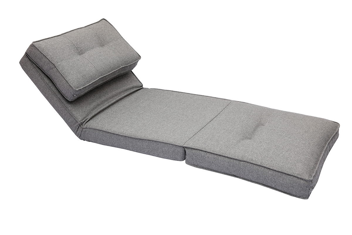 Silln cama de 1 plaza de tela gris jaspeado SALLY