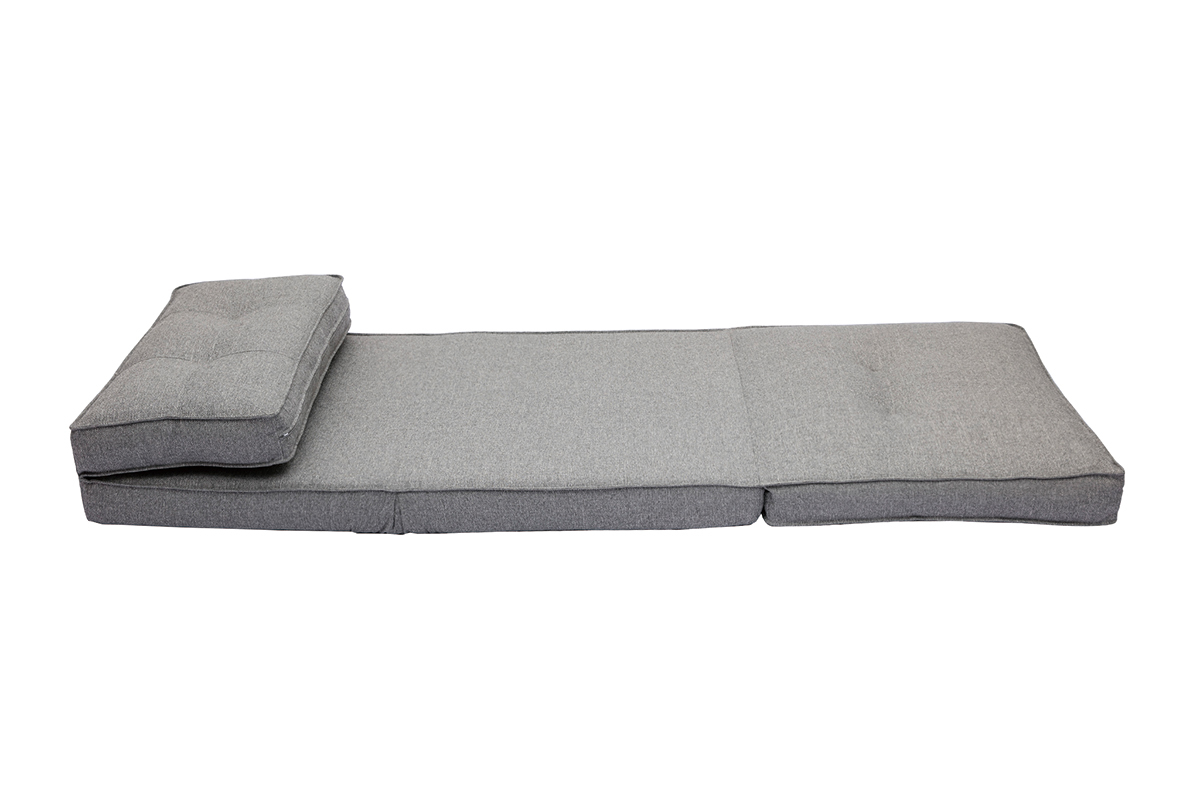 Silln cama de 1 plaza de tela gris jaspeado SALLY