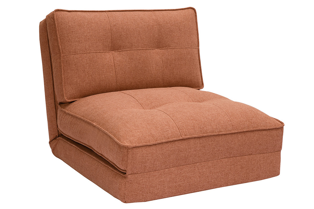 Silln cama de 1 plaza de tela terracota SALLY