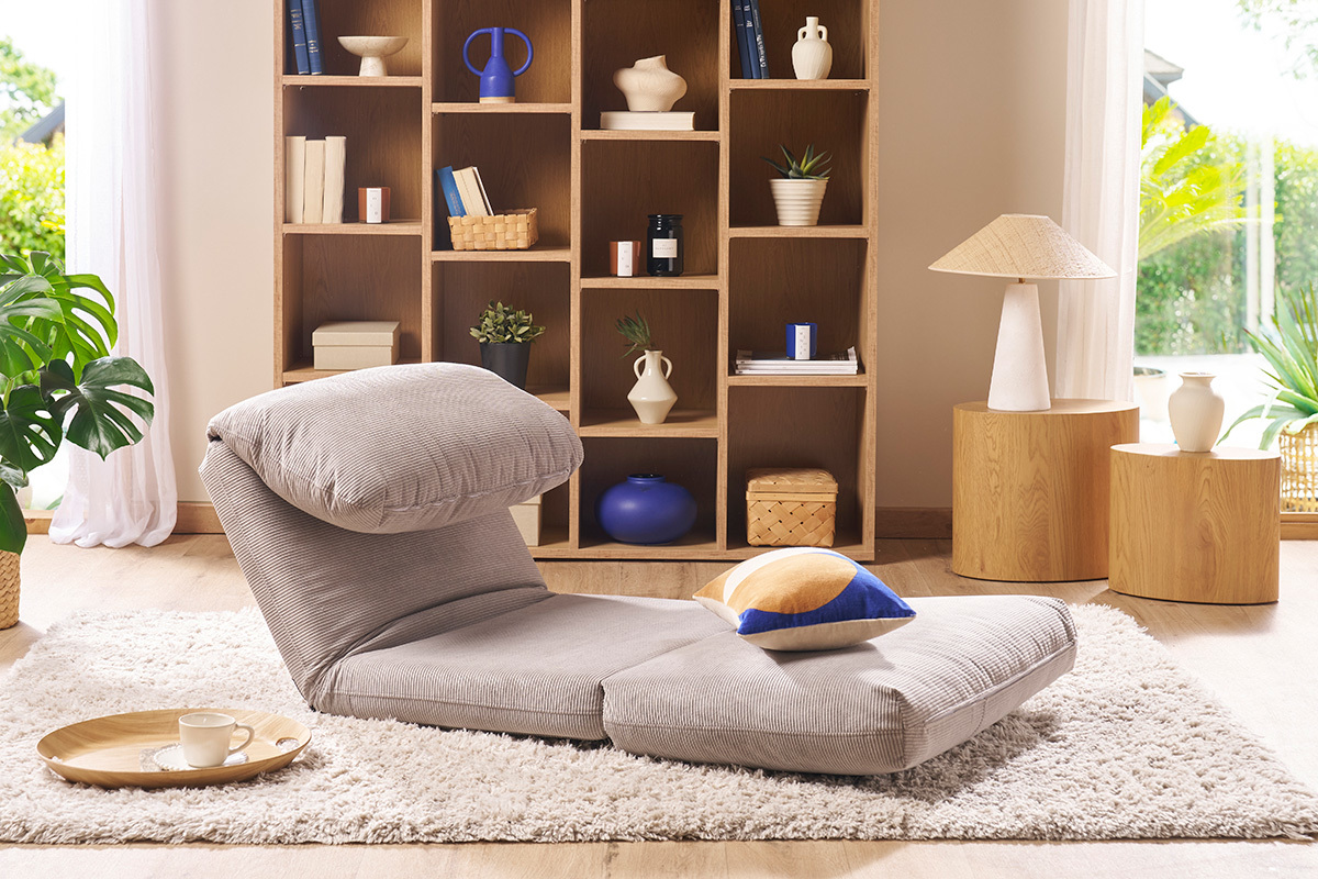 Sillón cama de 1 plaza pana gris claro SPENCER