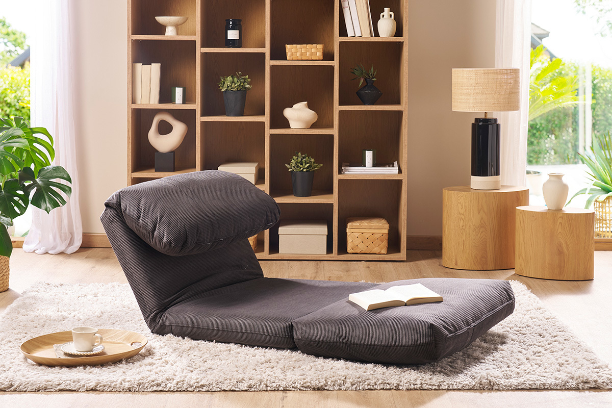 Silln cama de 1 plaza pana gris oscuro SPENCER