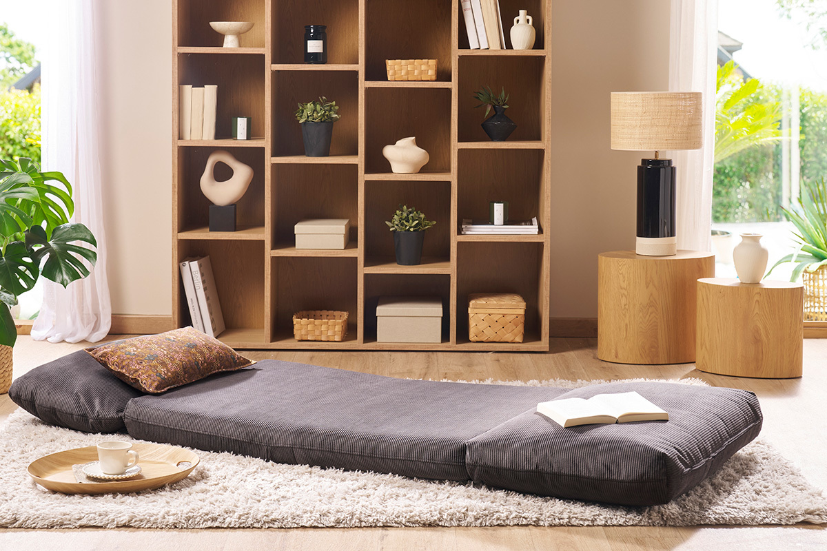 Silln cama de 1 plaza pana gris oscuro SPENCER