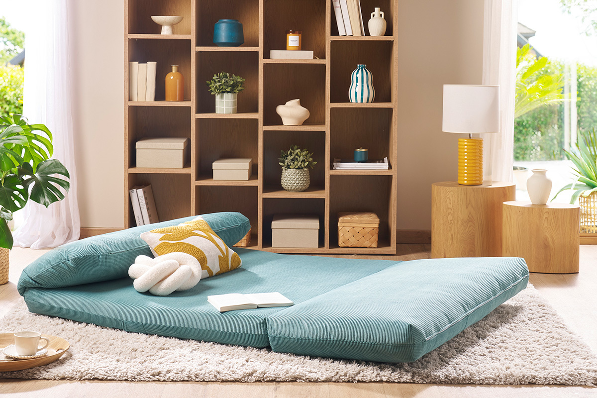 Silln cama de 2 plazas de pana verde celadn SPENCER