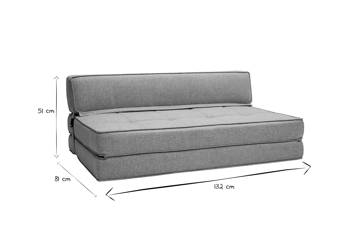 Silln cama de 2 plazas de tela gris claro KATY
