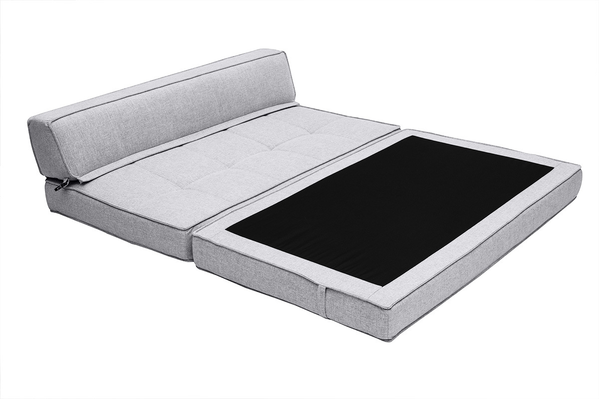 Silln cama de 2 plazas de tela gris claro KATY