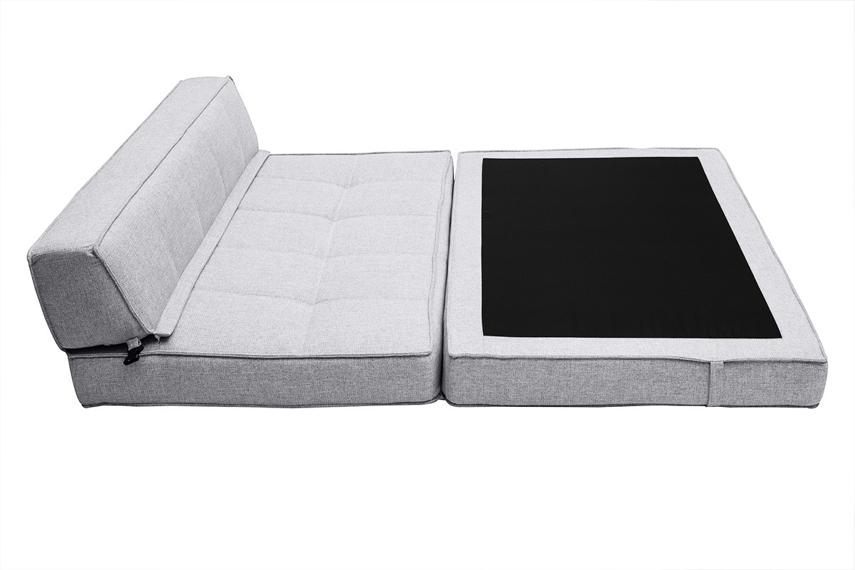 Silln cama de 2 plazas de tela gris claro KATY