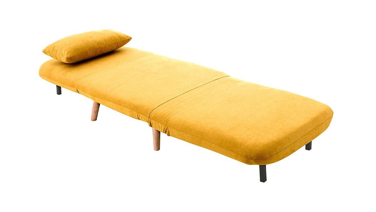 Silln cama nrdico de tela amarillo mostaza AMIKO