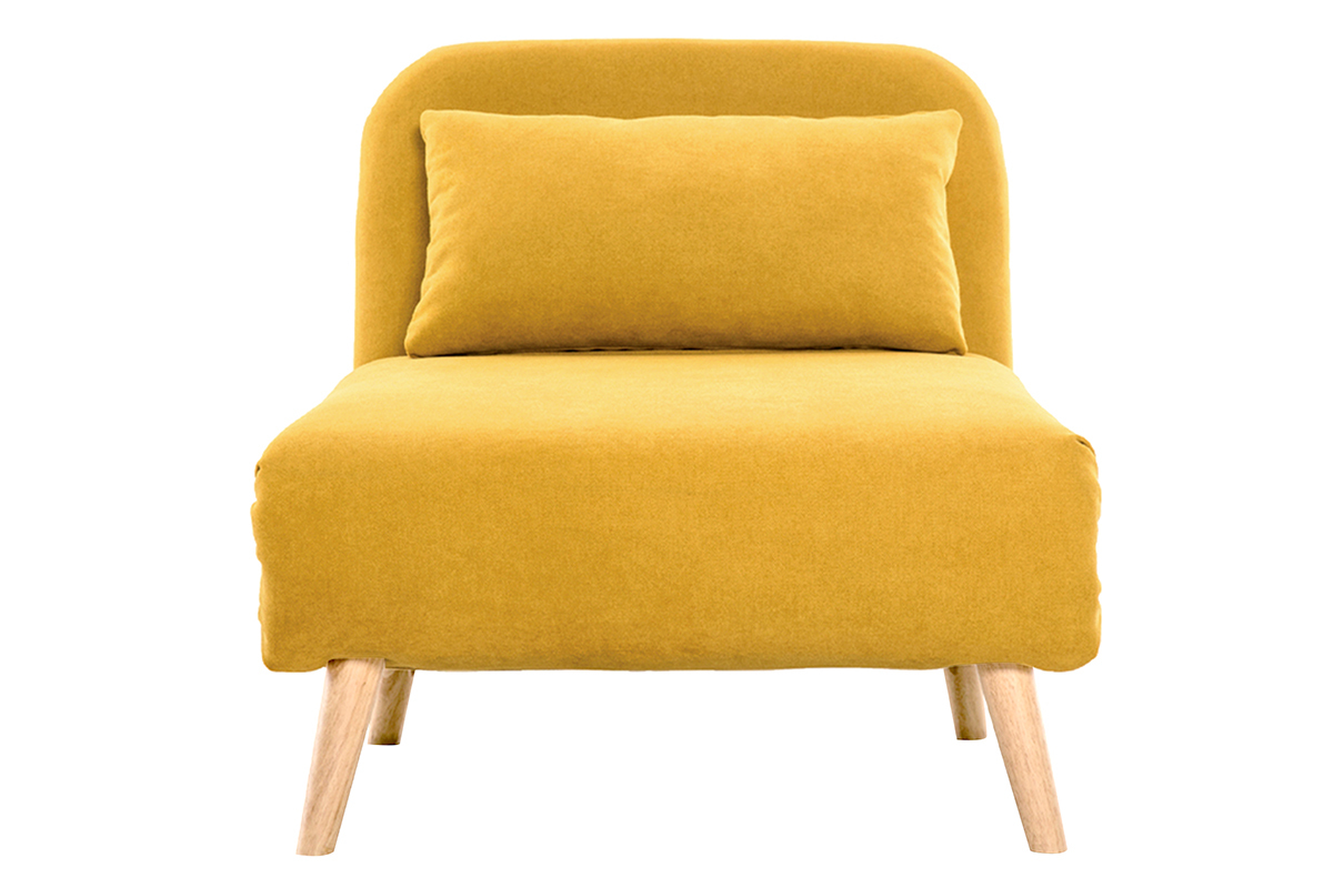 Silln cama nrdico de tela amarillo mostaza AMIKO