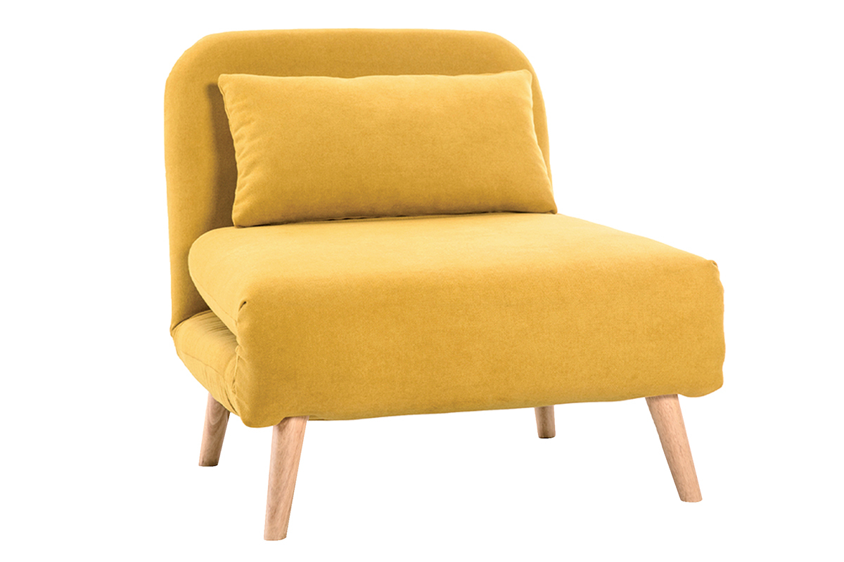 Silln cama nrdico de tela amarillo mostaza AMIKO