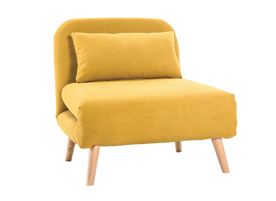 Sillón cama nórdico de tela amarillo mostaza AMIKO