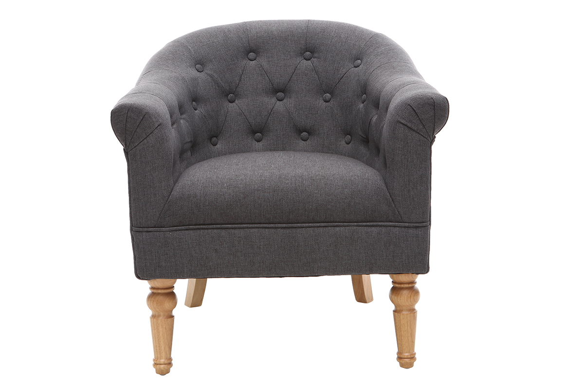 Sill�n cl�sico tejido gris oscuro patas madera BALTHAZAR