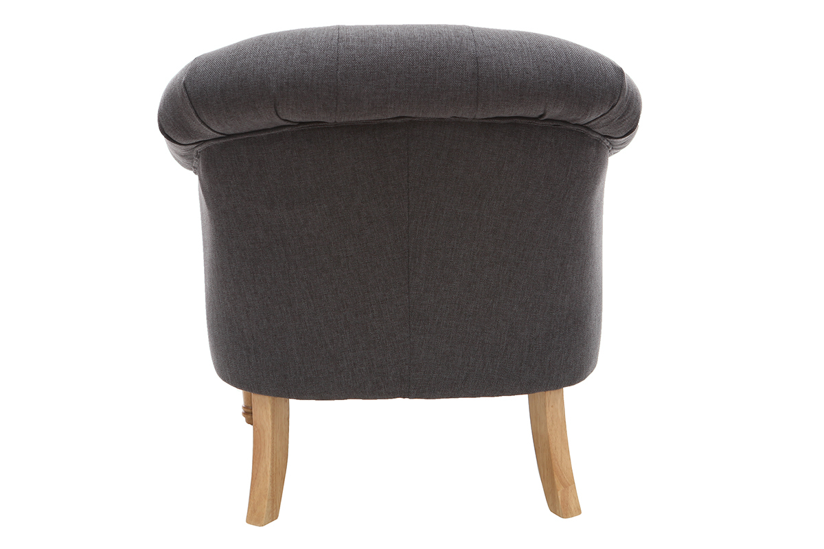 Sill�n cl�sico tejido gris oscuro patas madera BALTHAZAR